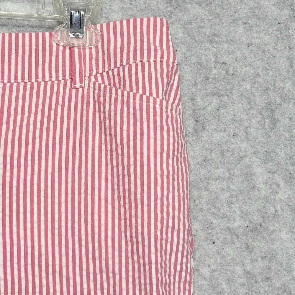 Talbots Petite 12P Pink White Seersucker Bermuda Shorts Preppy Coastal - Picture 3 of 11
